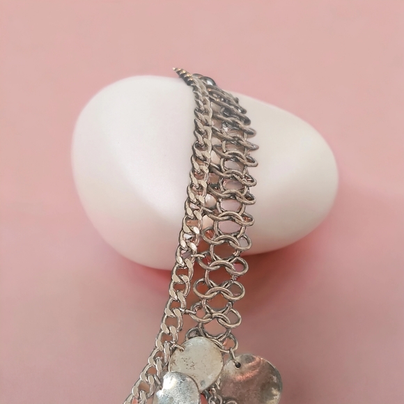 Coins statesmen/ Bib silver tone necklace - Picture 6 of 9